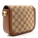 New Canvas Charisma Calfskin Crystal GG Monogram Mini Horsebit 1955 Shoulder Bag Camel Ebony