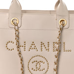 Caviar Small Studded Deauville Tote Ivory
