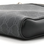 GG Supreme Monogram Appia Calfskin Web Flat Messenger Bag Black Grey