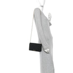 Textured Calfskin Script Logo Wallet On Chain Black