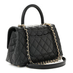 Caviar Quilted Mini Coco Handle Flap Black