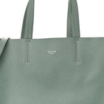 Grained Calfskin Small Vertical Cabas Green