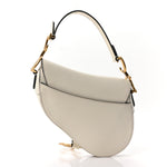 Grained Calfskin Mini Saddle Bag White
