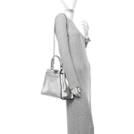 Vitello Catalan Mirror Medium Peekaboo Iconic Satchel Argento