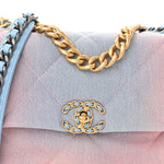 Denim Quilted Medium Chanel 19 Flap Blue Pink
