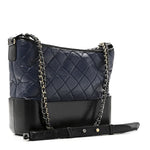 Aged Calfskin Quilted Medium Gabrielle Hobo Navy Black