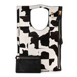Calf Hair Large Alix Padlock Zip Shoulder Bag Brown White