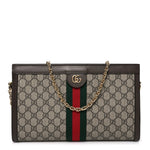 GG Supreme Monogram Web Medium Ophidia Chain Shoulder Bag Brown
