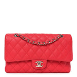 Caviar Quilted Medium Double Flap Dark Pink