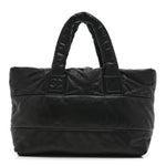 Lambskin Quilted Medium Coco Cocoon Reversible Tote Black
