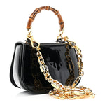Patent Crystal Mini Bamboo 1947 Top Handle Chain Bag Black