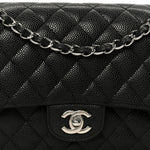 Caviar Quilted Medium Double Flap Black