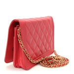 Caviar Quilted Boy Wallet On Chain WOC Dark Pink