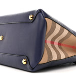 Derby Calfskin House Check Medium Banner Tote Ink Blue