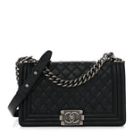 Lambskin Quilted Medium Boy Flap Black