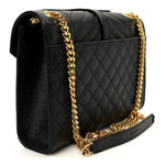 Grain De Poudre Textured Mixed Matelasse Triquilt Medium Monogram Satchel Black