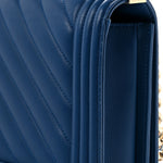 Lambskin Chevron Quilted New Medium Boy Flap Blue