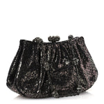 Snakeskin Crystal Evening Clutch Black Silver