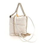 Shiny Calfskin Quilted Mini Chanel 22 White Black