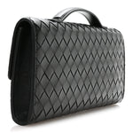 Nappa Intrecciato Long Andiamo Top Handle Clutch Black
