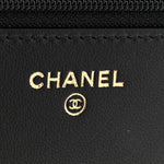 Lambskin Quilted Trendy CC Wallet On Chain WOC Black