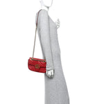 Calfskin Matelasse Mini GG Marmont Shoulder Bag Hibiscus Red