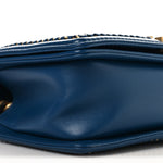 Calfskin Quilted Medium Boy Top Handle Flap Blue