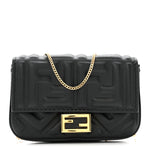 Nappa Matisse FF Embossed Nano Baguette Charm Black