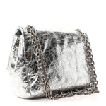 Metallized Arena Calfskin MIni Monaco Chain Shoulder Bag Silver