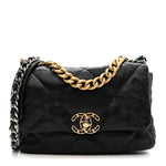 Lambskin Quilted Medium Chanel 19 Flap Black