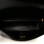 Shiny Lambskin Quilted Golden Links Top Handle Flap Black
