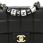 Lambskin Resin Crystal Square Quilted Mini Monacoco Flap Black