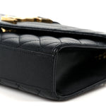 Grain De Poudre Textured Mixed Matelasse Triquilt Small Monogram Satchel Black