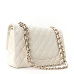 Caviar Quilted Medium Double Flap White
