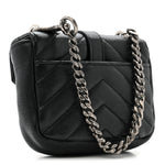 Sheepskin Matelasse Chevron Monogram Mini College Bag Black