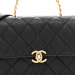 Caviar Quilted Medium Carry Me Top Handle Flap Black