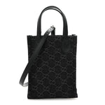Denim Cuoio Harness GG Monogram Mini Ophidia Tote Bag  Black Medium Grey