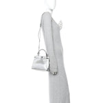 Vitello Catalan Mirror Mini Peekaboo Iconic Satchel Argento