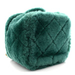 Shearling Lambskin Quilted Small Vanity Case Green