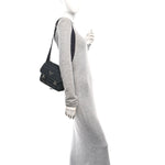 Re-Nylon Saffiano Pocket Double Snap Buckle Shoulder Bag Black