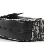 Grained Calfskin Oblique Saddle Vertical Messenger Pouch Beige Black