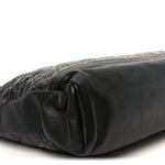 Crumpled Calfskin Quilted 31 Large Shopping Bag Black
