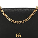 Dollar Calfskin Mini GG Marmont Chain Wallet Black