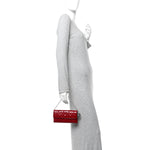 Patent Cannage Lady Dior Rendezvous Wallet On Chain Rouge Ceris