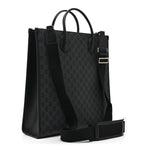 GG Supreme Monogram Azalea Calfskin Medium Retro Interlocking G Vertical Tote Bag Black