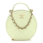 Caviar Quilted Round Handle With Care Vanity With Chain Light Green