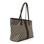 GG Supreme Monogram Medium Ophidia Shopping Tote Brown