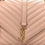 Sheepskin Matelasse Chevron Monogram Medium College Bag Rose Poudre