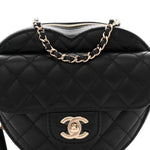 Lambskin Quilted CC In Love Heart Bag Black