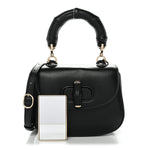 Boarded Dyana Lux Calfskin Web Monochrome Mini Bamboo 1947 Top Handle Bag Black